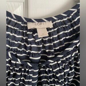 Ann Taylor LOFT navy w/white stripe 3/4 length blouse